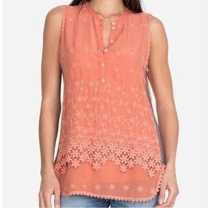 NWT JOHNNY WAS Malin Tank top Size M Color: Burn Tangerine